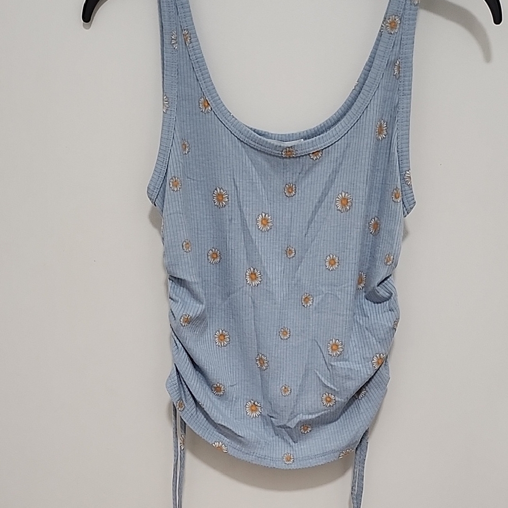 Light Blue Floral Tank Top